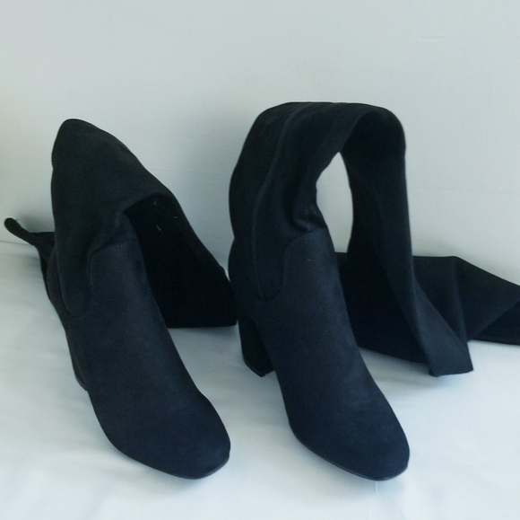 NWT Nature Breeze Elantra Black Suede Over The Knee Boots - Picture 3 of 15